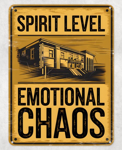 Spirit Level - Zabawny metalowy plakat z poziomnicą budowlaną,